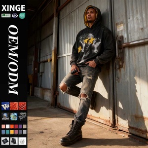 Street Retro Hip-hop Style <b>Acid</b> Washed Cotton Hoodie Custom Digital Graphic Print 3D Embroidery <b>Dropped</b> Shoulder Oversized Boxy - Product Image 2