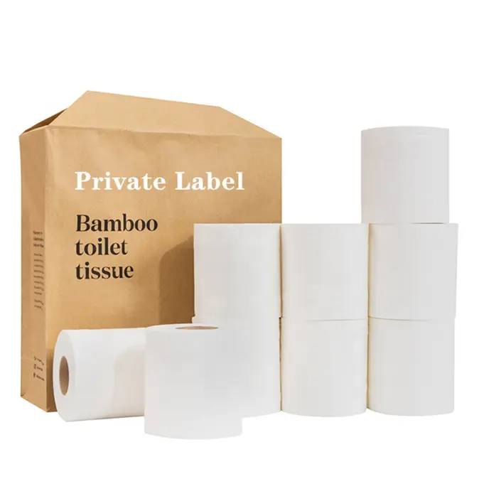 Aangepaste Zachte Toiletrol 1/2/3/4 Lagen Organisch Bamboe Toiletpapier Reliëf Ongebleekt Bamboe Toiletpapier