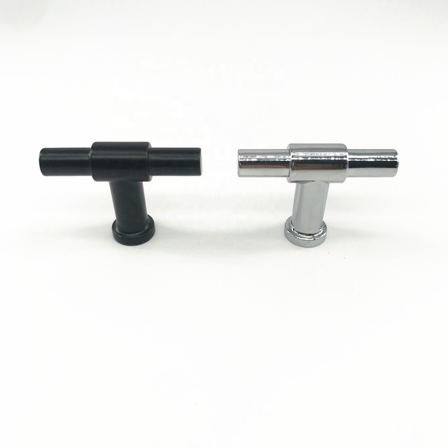 CX838 56mm Size Stainless Steel Metal Chrome or Black Solid Single Hole Furniture Cabinet T Bar Knob and Handle