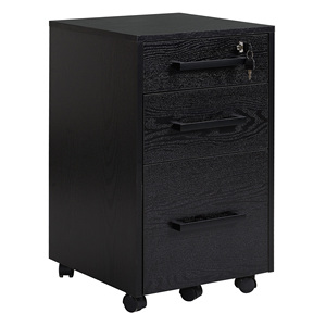 HOMCOM Classeur de bureau avec 3 tiroirs et serrure, bois, noir, 39.2x40x65.4cm - Product Image 1