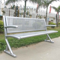 Suole — meuble de jardin argenté en acier, banc d'extérieur avec pieds ronds en acier, banc siège en métal, chaise de loisirs pour école, patio