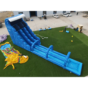 <span class=keywords><strong>Toboggan</strong></span> aquatique <span class=keywords><strong>gonflable</strong></span> géant bleu <span class=keywords><strong>avec</strong></span> glissière aquatique commerciale haute à trois voies et <span class=keywords><strong>piscine</strong></span> à jets pour événements estivaux - Product Image 3