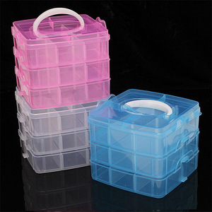 Caja de almacenamiento transparente de PVC de alta calidad, contenedor de 3 capas con 18 compartimentos, organizador de cuentas de joyería - Product Image 2