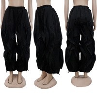 K3685 Pantalon culotte cargo pour femme avec bordure en dentelle Pantalon de bureau élégant Chevilles élastiques Vêtements de travail Pantalon à jambes larges pour la vente en gros