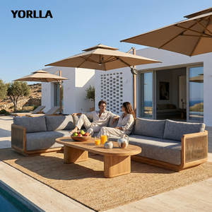 YORLLA Canapé d'extérieur modulable moderne en teck avec dossier en corde – Fabricant - Product Image 3