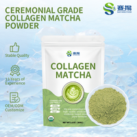 SAIYANG OEM Poudre de Collagène et de Peptides de Matcha, Complément Alimentaire, Poudre de Thé Vert Matcha Cérémonial avec Poudre de Collagène et de Peptides