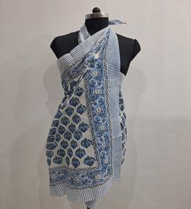 Sarong con borde de zari y estampado indio, falda envolvente de algodón hecha a mano, pañuelo de playa bohemio ético - Product Image 2