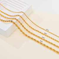 ERESI PVD Plaqué Or 18K Bijoux Tendance de Gros Collier Ras-du-Cou Chaîne Corde Épaisse en Acier Inoxydable 2MM 3MM 4MM 5MM pour Femme