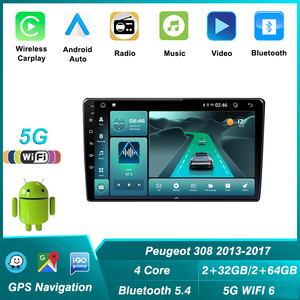 Android autoradio multimediale per <span class=keywords><strong>Peugeot</strong></span> <span class=keywords><strong>308</strong></span> T9 308S <span class=keywords><strong>2013</strong></span> Stereo 2017 lettore Video GPS navigazione DSP 5G + 2.4G WiFi BT5.4 - Product Image 2
