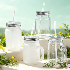 Vasos de Vidrio Sublimables al por Mayor, Transparentes Esmerilados, para Transferencia de Calor DIY, con Tapa de Bambú y Pajita, para Bebidas Personalizadas - Product Image 2