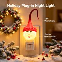 Vente en gros de chapeaux de Noël de Père Noël et de gnomes avec lumière LED nocturne, à brancher, OEM&ODM, personnalisables, à lueur douce, pour la décoration de la maison en fêtes, directement de l'usine