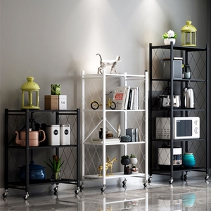 Factory Outlet Multi-Layer Metal Trolley Storage Rack with Locking Wheels for Home Use Stacking Racks <strong>Shelves</strong> - Product Image 2