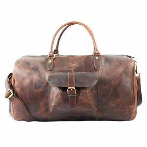 Bolsa de Viaje de Cuero Genuino Marrón, el Compañero de Viaje Premium para Estilo y Funcionalidad - Product Image 1