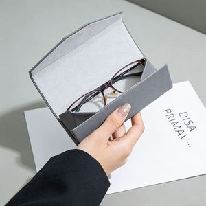 Custom Logo Printed <b>Foldable</b> PU Leather Magnetic Portable Travel Eyewear Protector for <b>Sunglasses</b> Glasses Case - Product Image 2