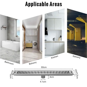 Wesda bán buôn phòng tắm khách sạn hồ bơi có thể tháo rời thép không gỉ hình chữ nhật dài cống sàn lọc tuyến tính vòi hoa sen xả - Product Image 6