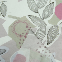 Tissu tissé imprimé feuilles abstraites 100 % viscose pour vêtements décontractés pour femmes
