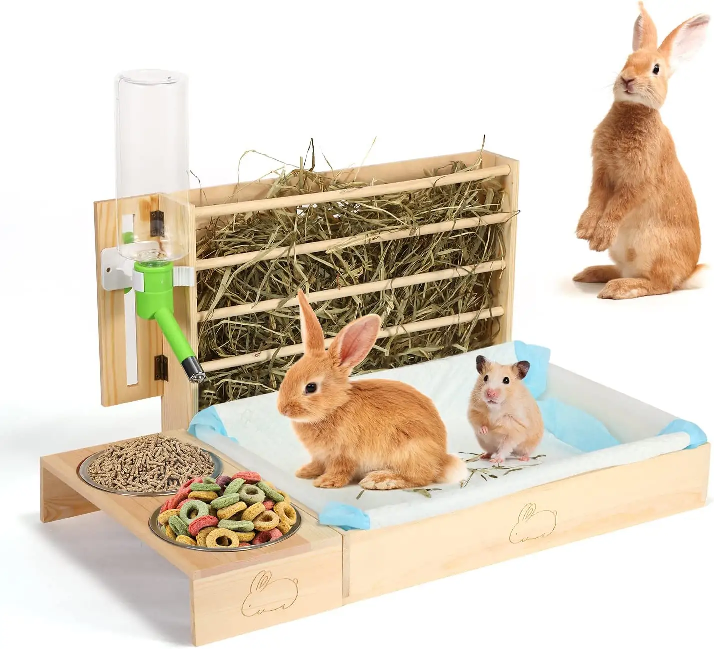 Kattenbak Waterfles Houten Konijn Hooirek Toilet Konijn Cavia Schuur