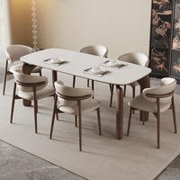 Ensemble de table à manger ovale pliable en bois de frêne massif nordique avec plateau en pierre, design moderne, finition noyer, plateau blanc mat, pour 8 personnes, usage domestique