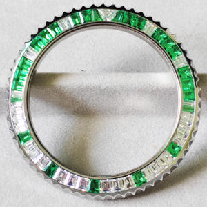 Bisel de Reloj de Acero Inoxidable de Alta Calidad de 40 mm, Resistente al Agua, con Piedras Preciosas Verdes y Blancas, Accesorios de Lujo para Reloj <span class=keywords><strong>GMT</strong></span> President Light - Product Image 1