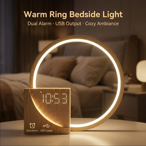 Modern yeni akıllı <span class=keywords><strong>LED</strong></span> masa lambası USB şarj çıkışı dokunmatik Dimmer doğal beyaz gürültü gece ışıkları zaman ekran yeni masa lambaları - Product Image 4