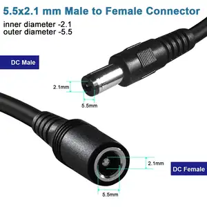 5.5x2.1mm dc jack cabo 5.5*2.5mm dc5521 5525 macho para fêmea dc cabo de extensão