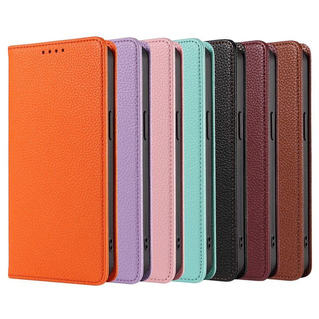 Business Style PU Leather Flip Phone Case Litchi Pattern Theftproof Wallet Mobile Phone Accessories for iPhone 17 16 15 Pro Max