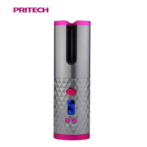 Pritech Mini inalámbrico recargable automática rizador de pelo de Control de temperatura con Lcd de pantalla inteligente - Product Image 1