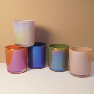 โหลเทียนเปล่าสีรุ้ง12ออนซ์หรูหราก้นกลม12ออนซ์ที่วางกระบอกโลหะพร้อมฝาปิดสำหรับตกแต่งบ้านโลโก้ที่ปรับแต่งได้ - Product Image 2