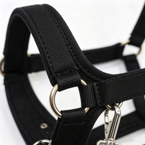 Black Nylon Adjustable Horse Halter Heavy Duty Horse Headcollar with Stainless Steel Metal Buckles <b>Snap</b> Clip Durable Horse Tack - Product Image 2