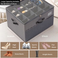 MSTONAL Lot de 2 organiseurs de chaussures pour placard, conteneurs de rangement avec séparateurs ajustables, gain de place, tissu Oxford 600D, anti-poussière, couvercle transparent