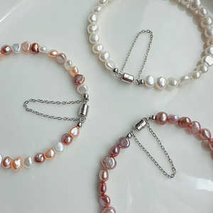 Bracelet en perles d'eau douce naturelles pour femmes, élégants bracelets en perles - Product Image 5