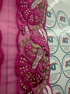 Accessoires de vêtements africains pour bricolage Broderie <span class=keywords><strong>DMC</strong></span> Fleur Organza Dentelle Décoration Polyester coloré Tissu à coudre - Product Image 4