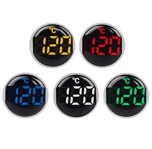 ST16C 22Mm Bulat Kecil Mini Lampu LED Display Thermometer Digital Suhu Meter Indikator AC 50-380V 220V dengan 1M Sensor