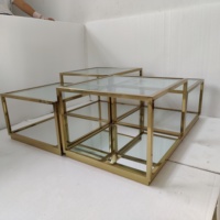 Ensemble de meubles de salon avec table basse au design moderne et luxueux Tables basses en verre miroir avec cadre carré en acier inoxydable 304 or