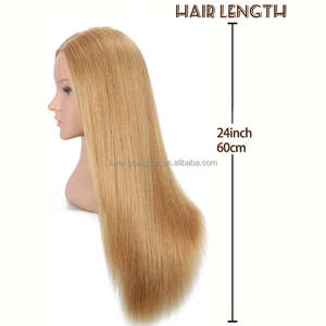 Tête de mannequin femme pour formation coiffeur, cheveux volumineux et lisses, pour la pratique du tressage et de la coupe, cheveux mixtes, 65 cm - Product Image 4