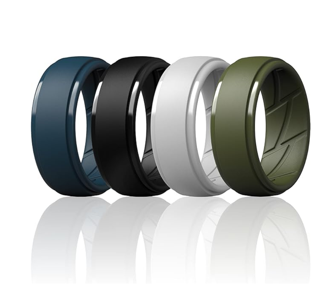 Customized Design Silicone Rings for Men Inner Arc Ergonomic Breathable Step Edge Rubber Wedding Bands 10mm Wide - 2.5mm Thick