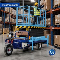 Plateforme élévatrice hydraulique électrique à 3 roues JINMEITE, 500 kg, hauteur 14 m, acier au manganèse haute résistance