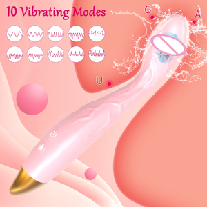 Vibratore clitorideo massaggiatore Dildo punto G per donna, stimolatore clitoride vibrante ricaricabile con funzione di riscaldamento 10 potente - Product Image 4