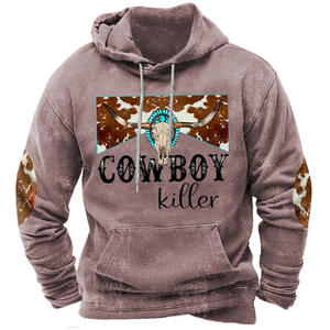 Nuova felpa con cappuccio da uomo con stampa di mucca pullover Vintage Plus tute da ginnastica a maniche lunghe felpe universitarie occidentali - Product Image 6