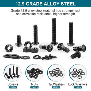 M6 Black Pan Head Hex Screws Nuts Washers Set 505pcs Class 12.9 Alloy Steel For Metal Furniture - Product Image 2