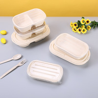 Assiettes jetables en sachet de canne à sucre biodégradable imprimé sur mesure, boîte de hamburger, bol avec pulpe de couvercle