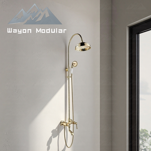 Système <span class=keywords><strong>de</strong></span> douche mural <span class=keywords><strong>de</strong></span> luxe Wayon en or, ensemble <span class=keywords><strong>de</strong></span> douche à effet pluie avec douchette à main - Product Image 5