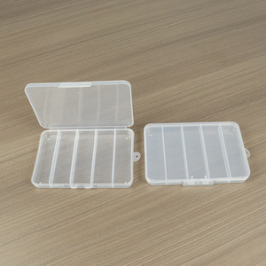 Transparent Plastic Fishing Tackle Box 5 Compartment PP <b>Medium</b> Size Covered Storage <b>Case</b> For Lure Hook Organizing Desktop Use - Product Image 1