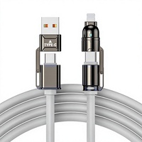 Kabel Pengisian Cepat USB-C ke USB-C 4 in 1 dari Aluminium Alloy & Silikon untuk iPhone & Ponsel Universal - OEM/ODM