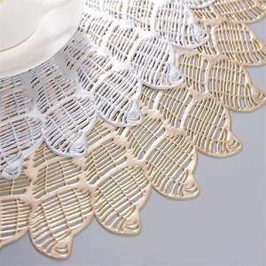 K1406 Placemats Restaurant <b>Round</b> PVC Hollow Meal Pads Anti-hot Dining Table Mats Set PVC <b>Tablemat</b> - Product Image 3