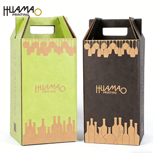 Boîte à boissons pliable en carton ondulé recyclable, 4/6 packs, avec poignée, impression et couleur personnalisées pour l'expédition de vin, de bière et de boissons - Product Image 2