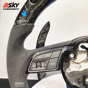 Volante de Cuero y Fibra de Carbono Forjada para Modificación Interior de Automóviles <span class=keywords><strong>Audi</strong></span>, Compatible con A1 A3 A4 A5 A6 Q1 Q3 <span class=keywords><strong>Q4</strong></span> - Product Image 4