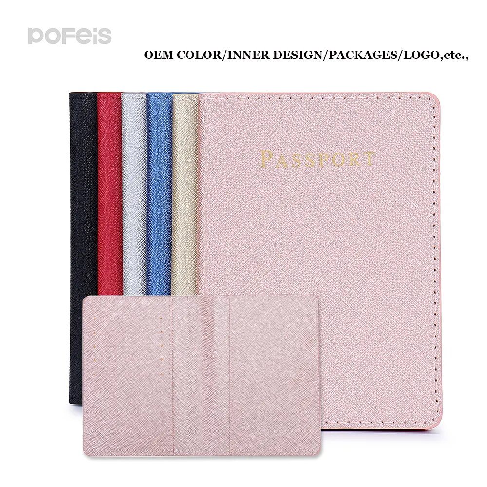 Bling Passport Long Travel Clutch Wallet Rfid Visa Card Set Kits Split Leather Passport Cover Document Holder Logo