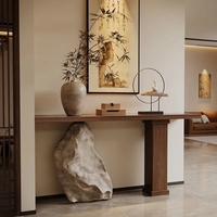 Table d'appoint en marbre vert Rainforest au design moderne, tables consoles creuses pour salon