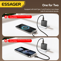 ESSAGER ES-X88 Cable de Carga Rápida USB Tipo C a Tipo C con Pantalla Digital 2 en 1, Trenzado, 5A PD 100W, para Laptop, Teléfono, iPhone